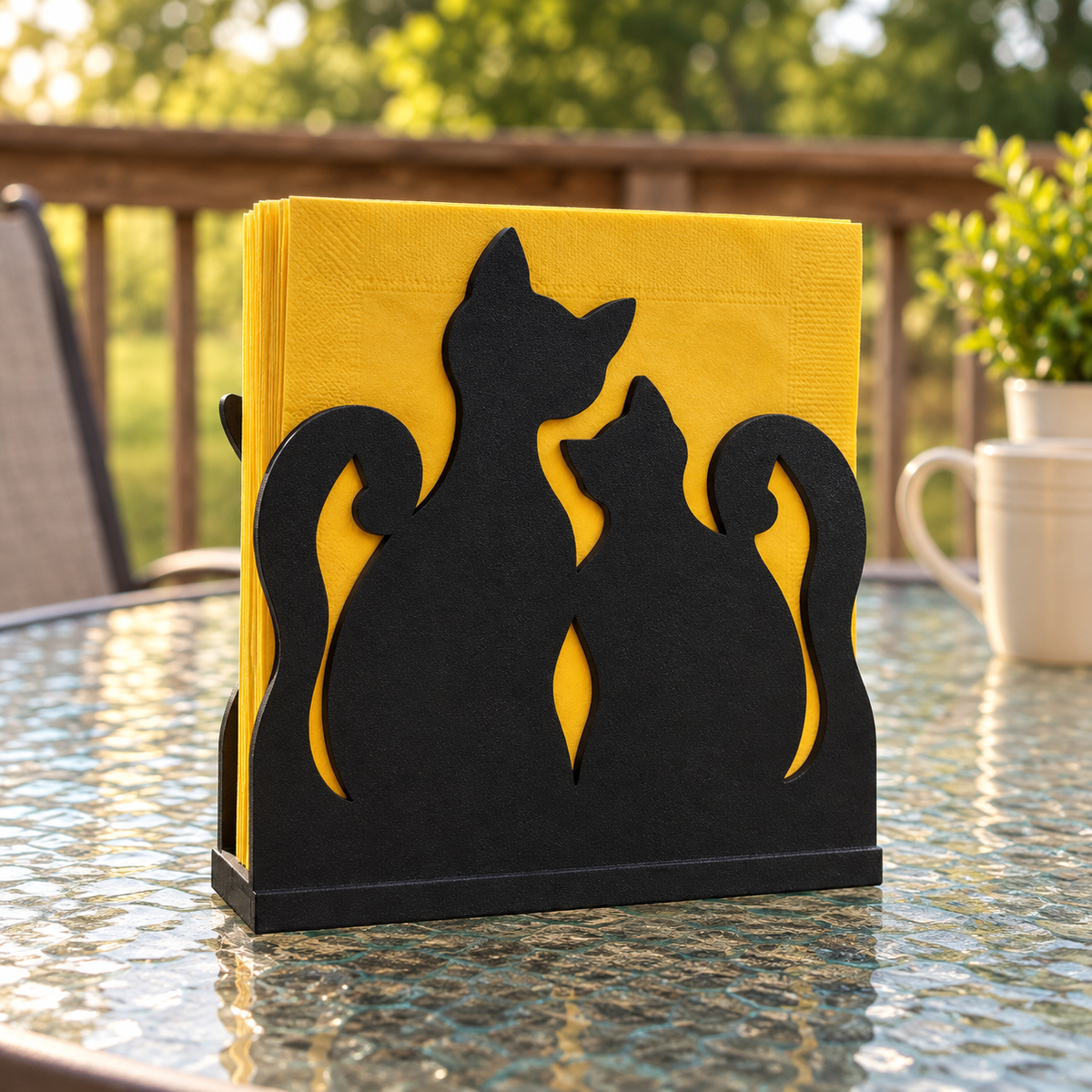 Nestled Cats Napkin Holder: Warm and Playful Table Accent