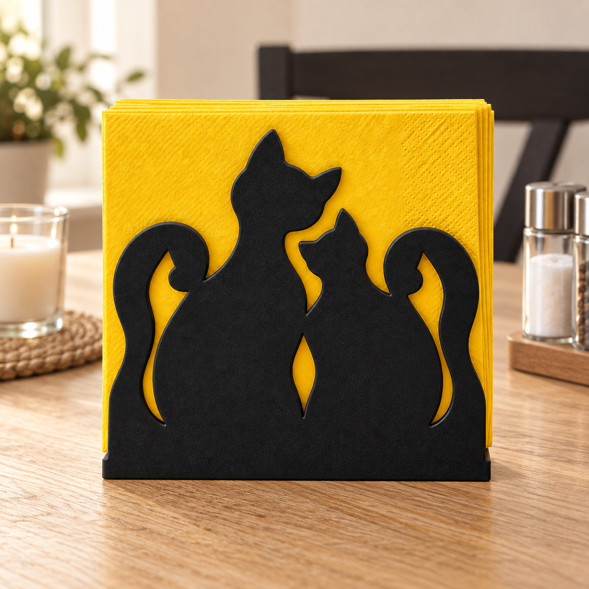 Nestled Cats Napkin Holder: Warm and Playful Table Accent