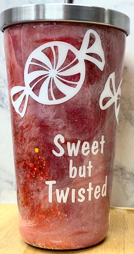 19 oz Stainless Steel Red Milky Way Peppermint Tumbler